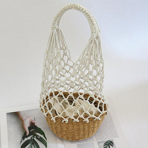 Fashion Holiday Beach Cotton Rope Woven Handbag