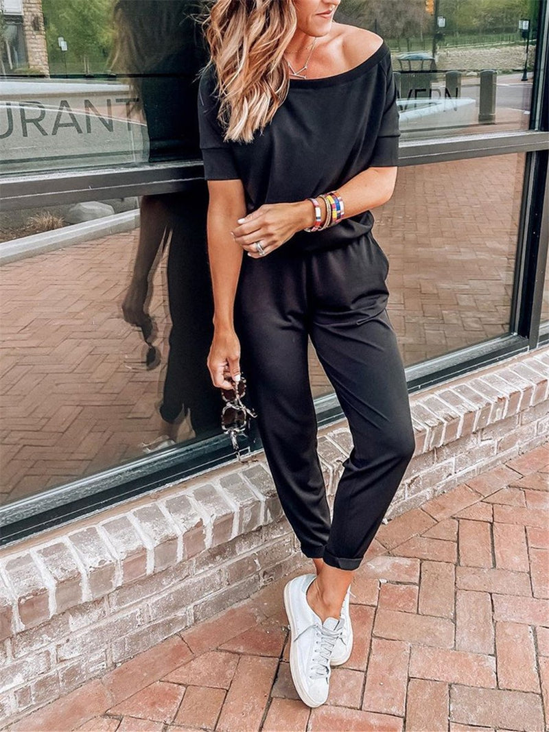 Simple casual loose short sleeve suit