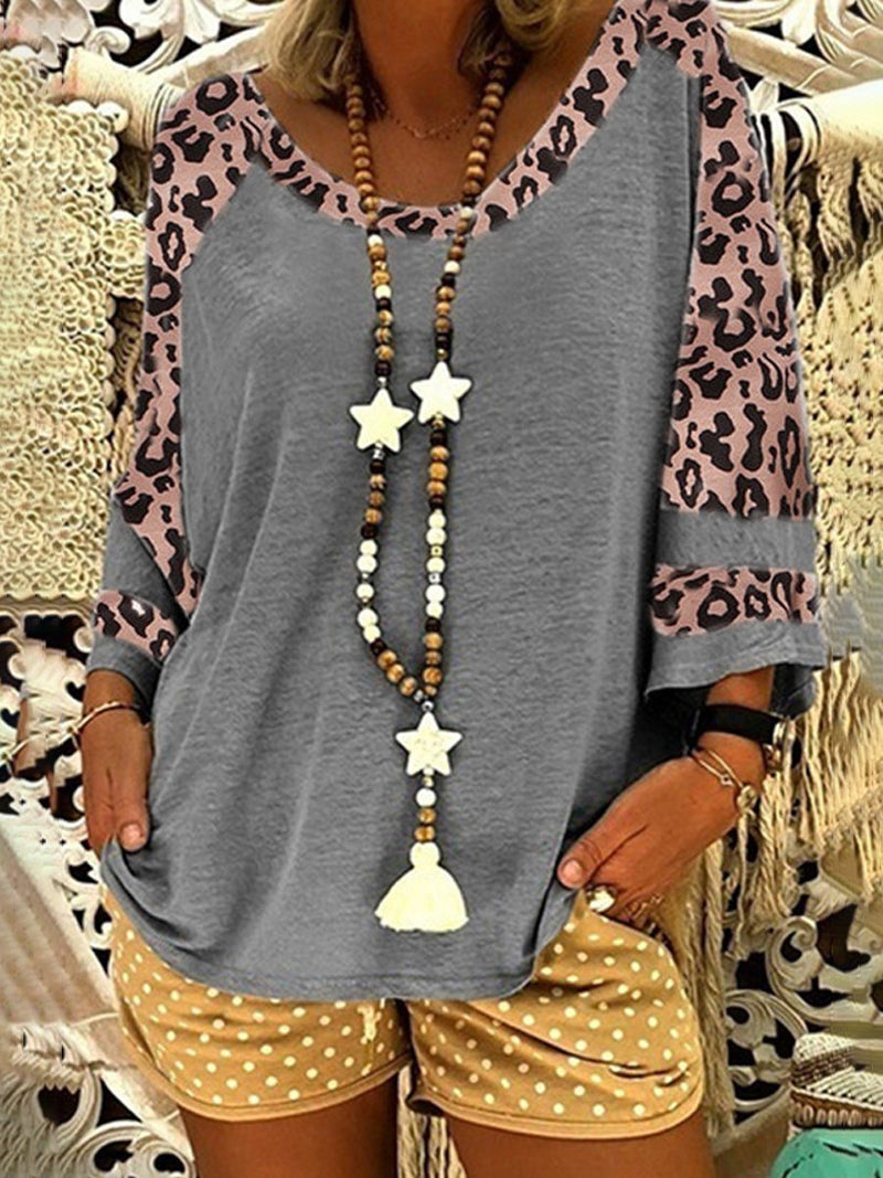 Women's Leopard Print Short Sleeve T-Shirt And Shorts Set