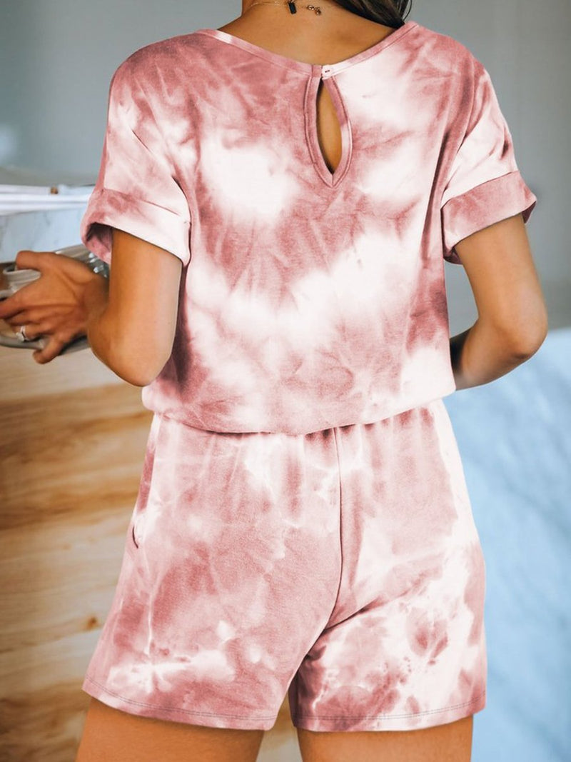 Fashion Round Neck Tie-dye Casual Suit