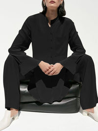 Casual Solid Color Loose Long Sleeve Top Trousers Two-piece Suit