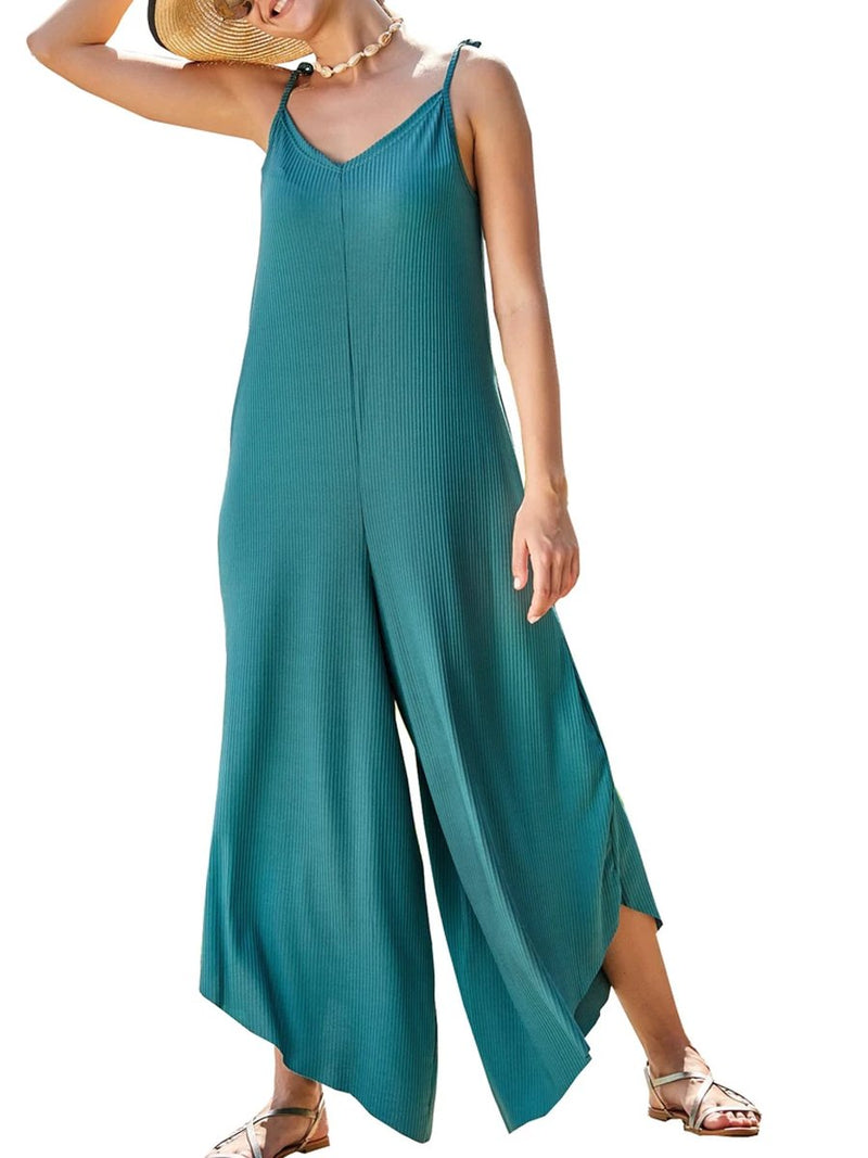 Women's Fashion Solid Color Vest Straps Jumpsuit