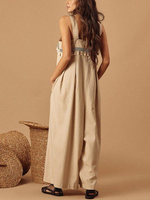 Fashion Solid Color Sleeveless Slip Jumpsuits