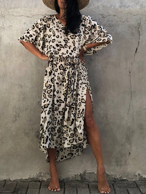 Women's Casual Loose Leopard Print Maxi Dress