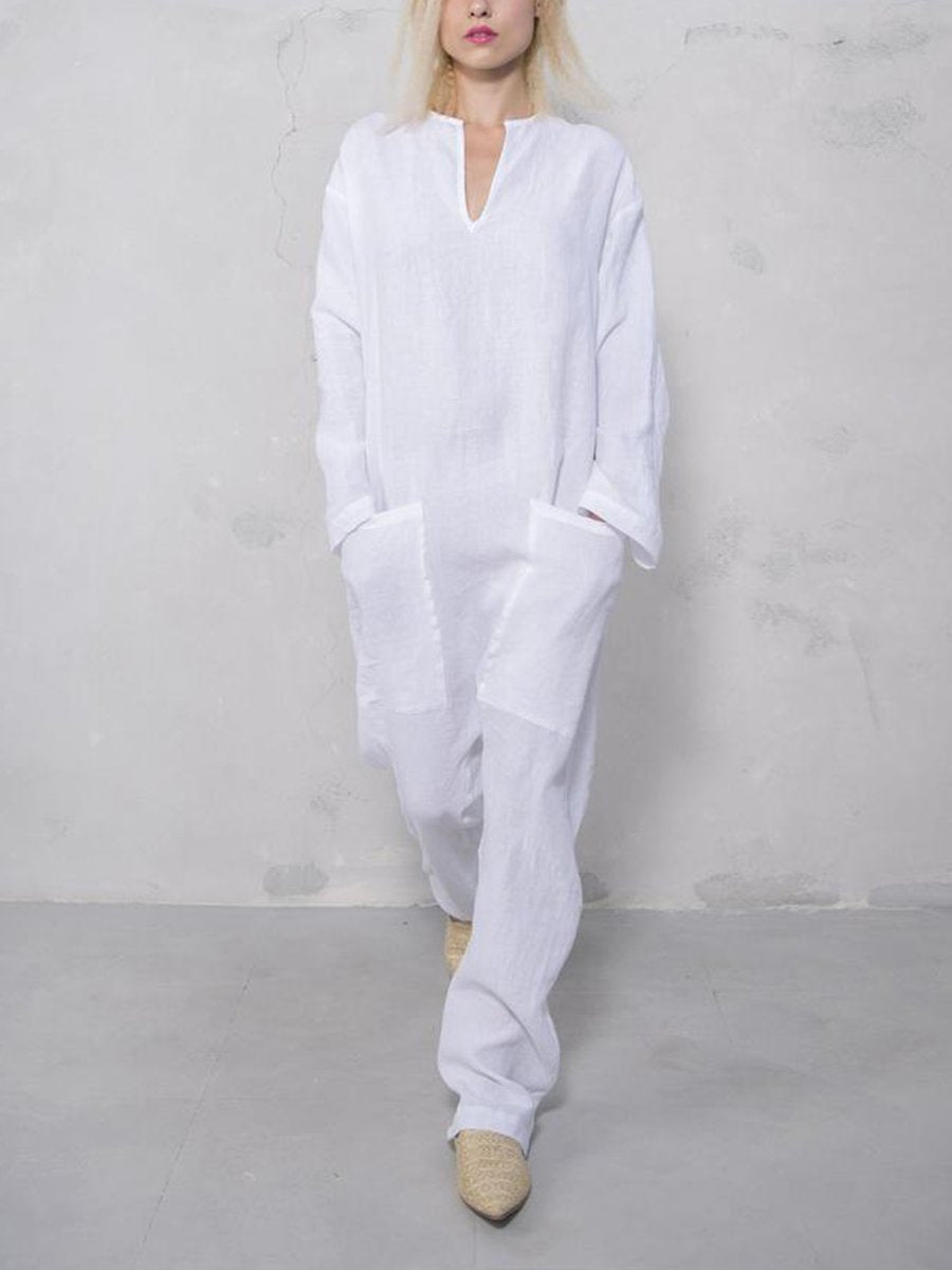 Casual Loose Soft Cotton Linen Jumpsuit