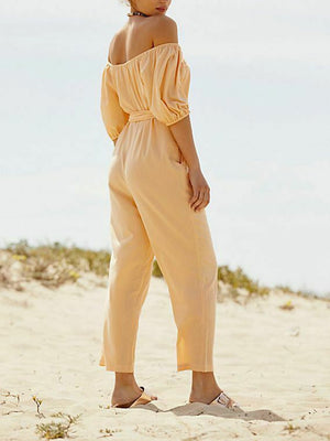 Chic Lace Up Off-the-shoulder Jumpsuit