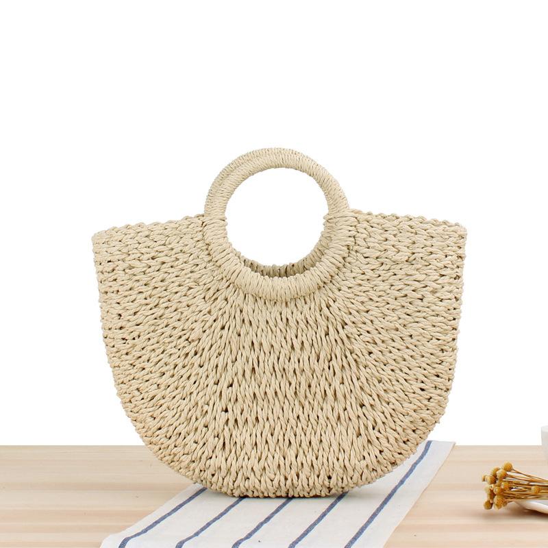 Simple Hand Bag Straw Weave Women's Bag