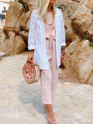 Sleeveless Cotton and Linen Loose Leisure Suit