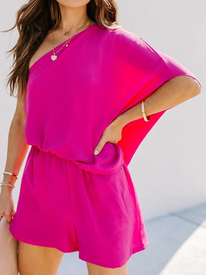 Casual Loose Solid Color One-shoulder Two-piece Suit