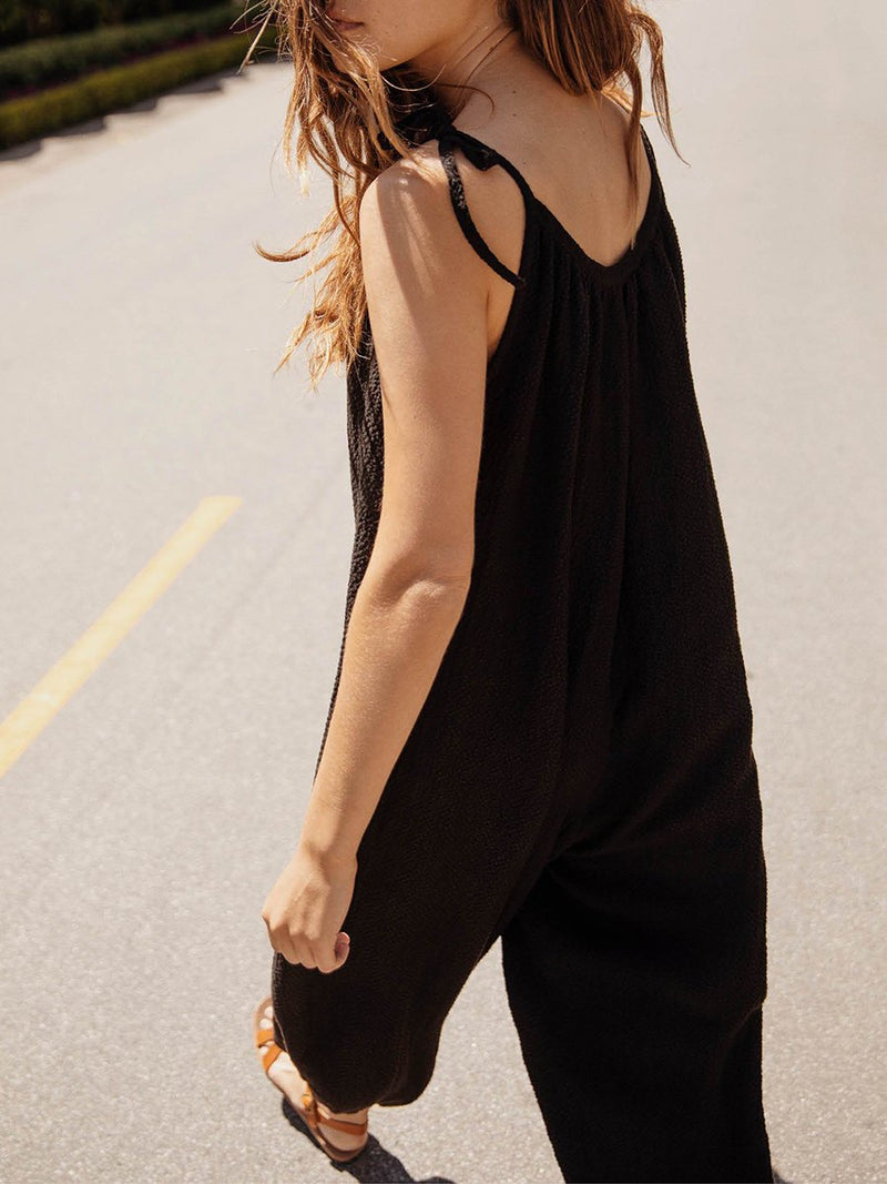 Solid Color Casual Loose Jumpsuit