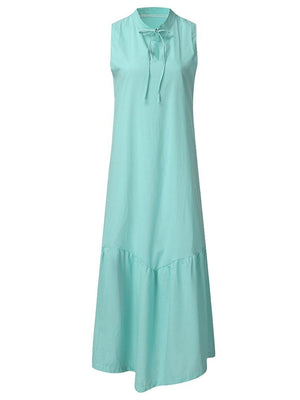 Women's V-Neck Casual Side Slit Loose Sleeveless Dress