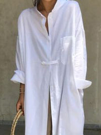 Loose Casual V-neck Long Shirt Trousers Set