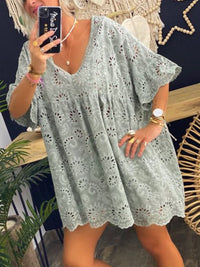 Plus Size Lace Hollow Loose Women's Tops