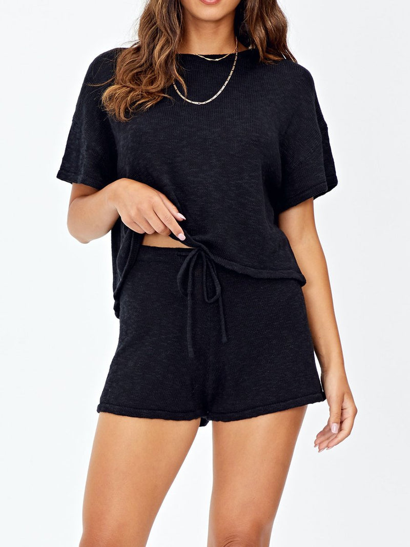 Casual Loose Round Neck Short Sleeve Two-piece Suit