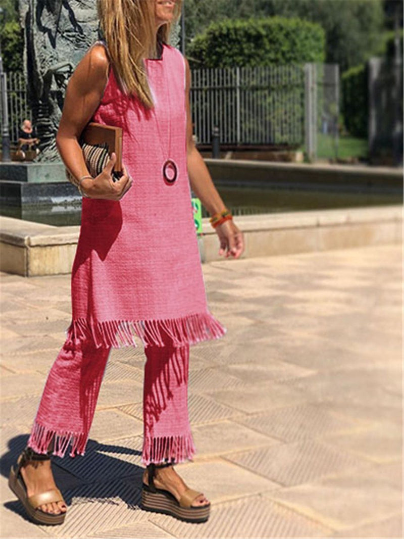 Fashionable Casual Loose Tassel Suit