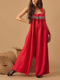 Fashion Solid Color Sleeveless Slip Jumpsuits