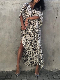 Women's Casual Loose Leopard Print Maxi Dress