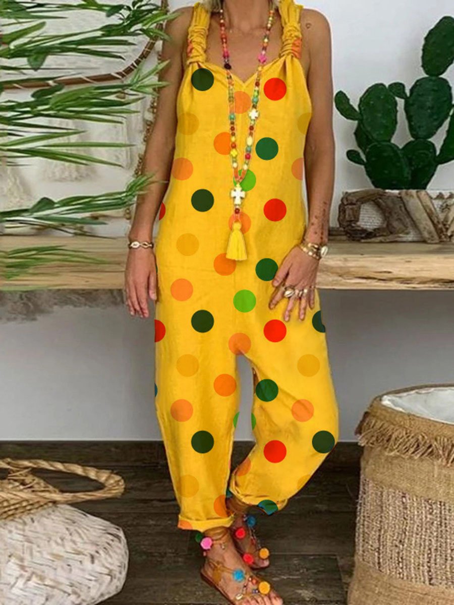 Loose Casual Comfortable Colorful Polka Dot Jumpsuit