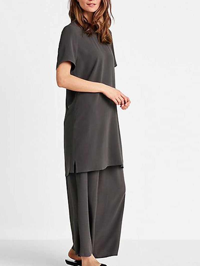 Round Neck Short Sleeve Trousers Loose Suit