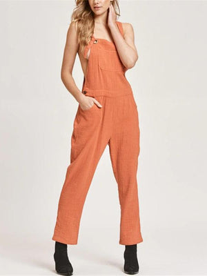 Casual Solid Color Loose Jumpsuit