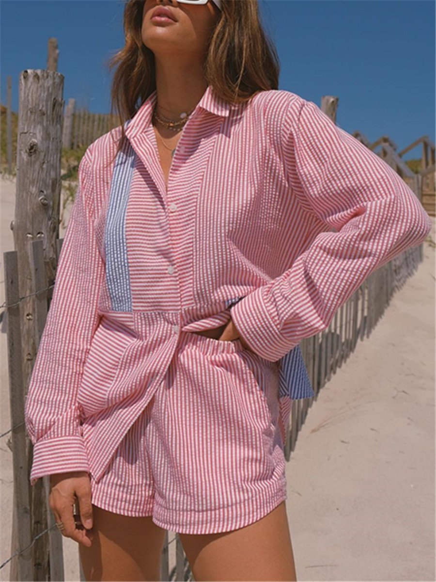 Striped Colorblock Style Suit