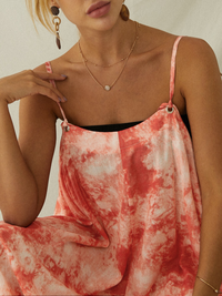 Women's Tie Dye Printed Spaghetti Straps Loose Jumpsuit