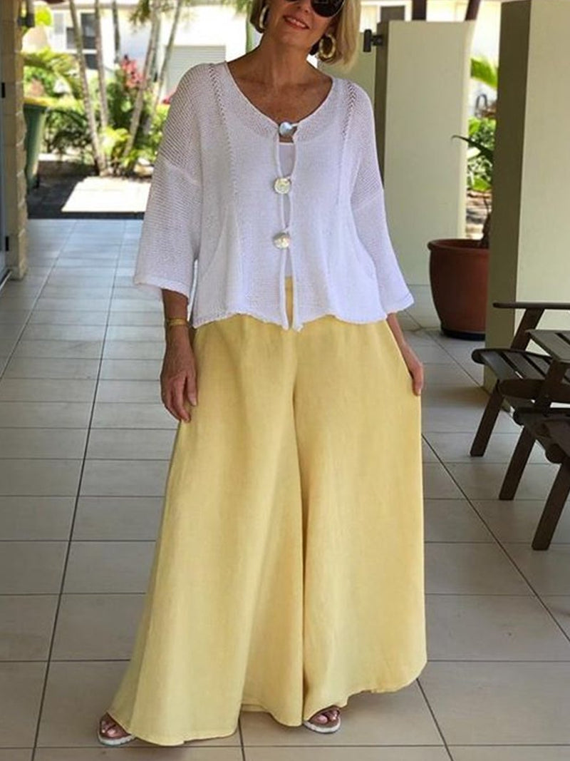 Plus Size Loose Shirt Wide Leg Pants Women's Suit