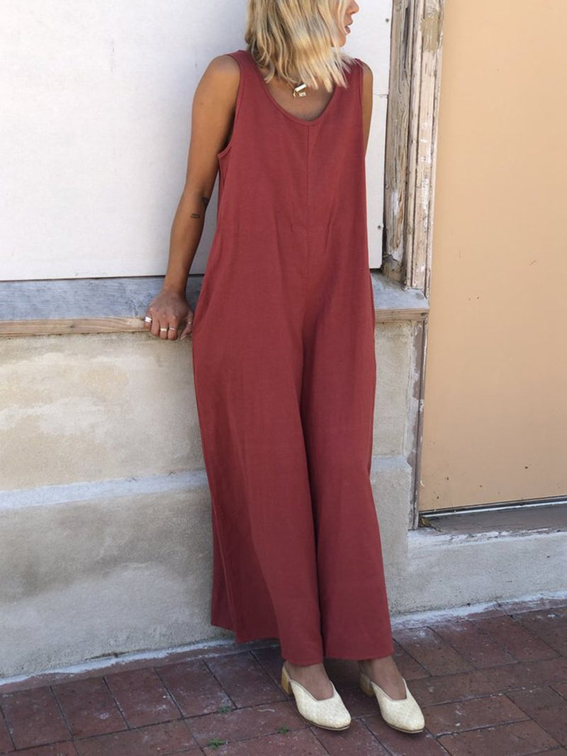 Loose Solid Color Jumpsuit