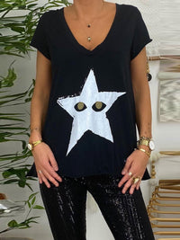 Fashion Casual Loose Star Top Sequin Pants Set