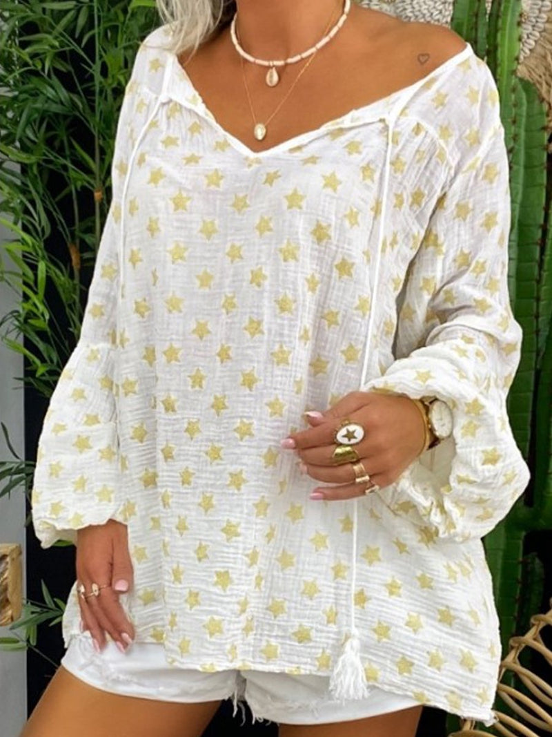 V-neck Long Sleeve Polka Dot Loose Casual Suit