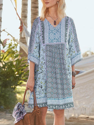 Women's Casual Loose Embroidered Printed  Dress