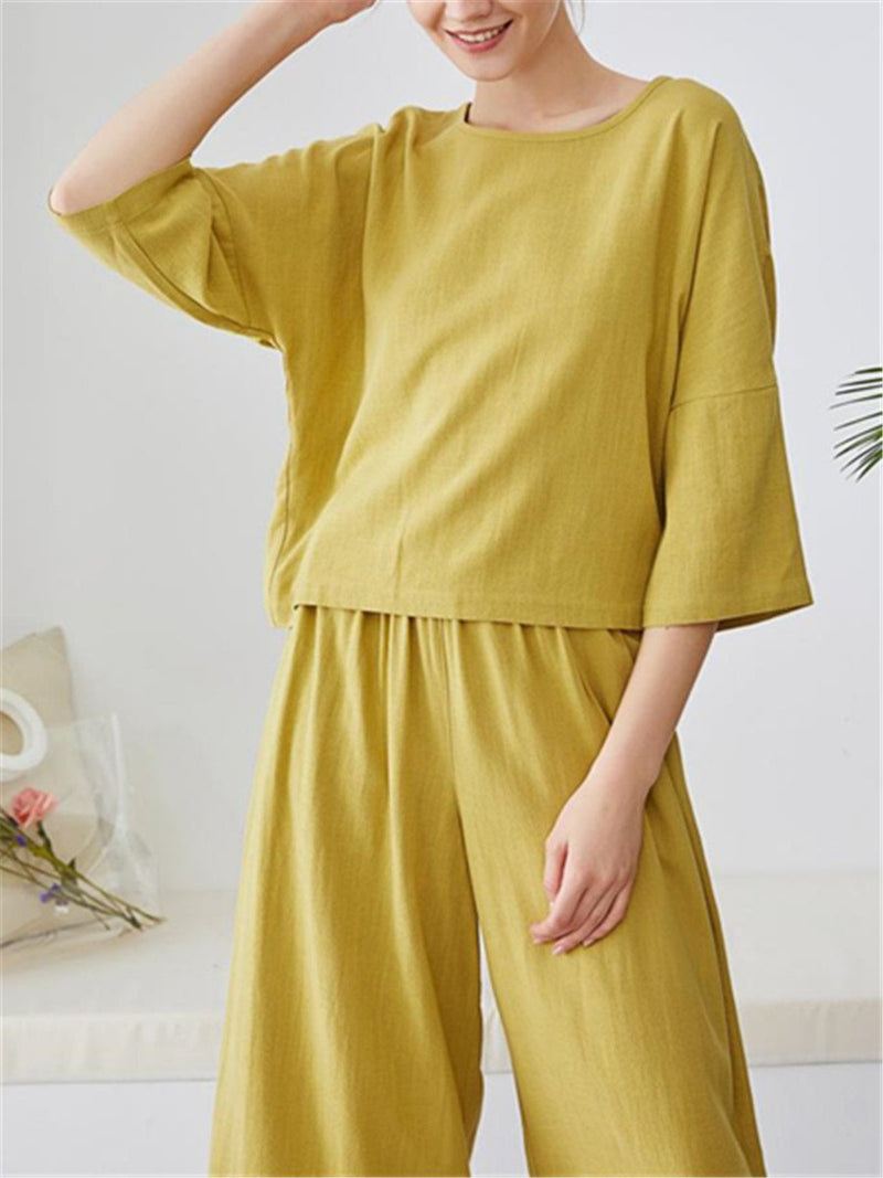 Fashion Casual Solid Color Loose Pants Suits