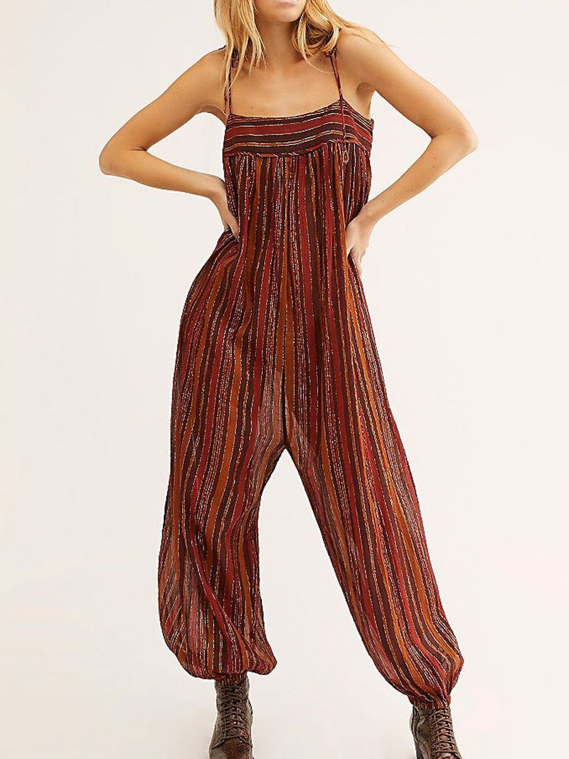 Women's Fashion Striped Colorblock Jumpsuit