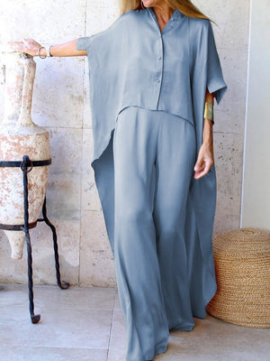 Casual Loose Irregular Shirt Pants Suit