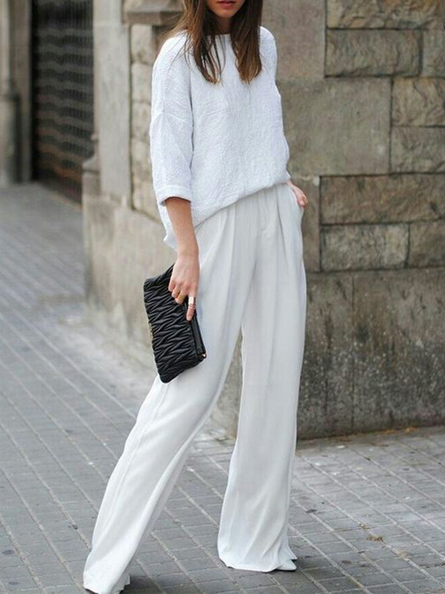 Round Neck Mid Sleeve Casual Loose Suit