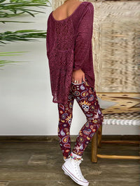 Casual Printed Pants Two-piece Suit