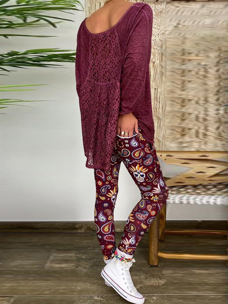 Casual Printed Pants Two-piece Suit