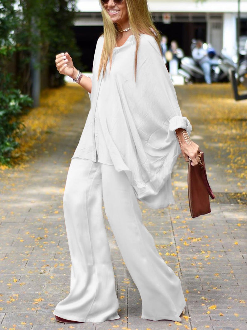 Fashionable Elegant Loose Shirt Pants Suit