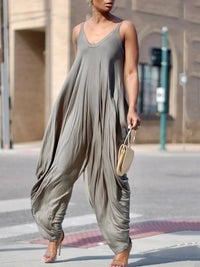 Women Casual Stretchy Strap Loose Jumpsuit