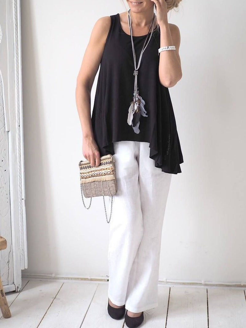 Round Neck Sleeveless Irregular Casual Suit