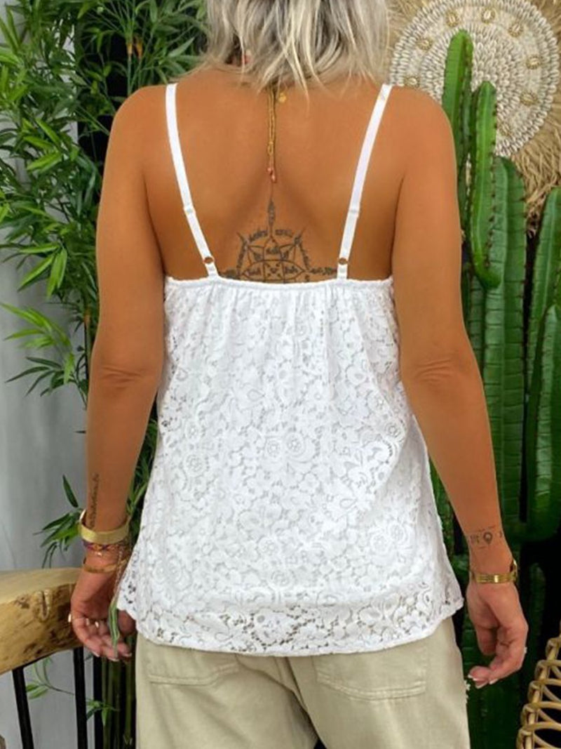 Lace Casual Sleeveless Simple Women's Tops