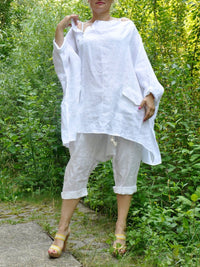 Women's White Minimalist Loose Linen Suit