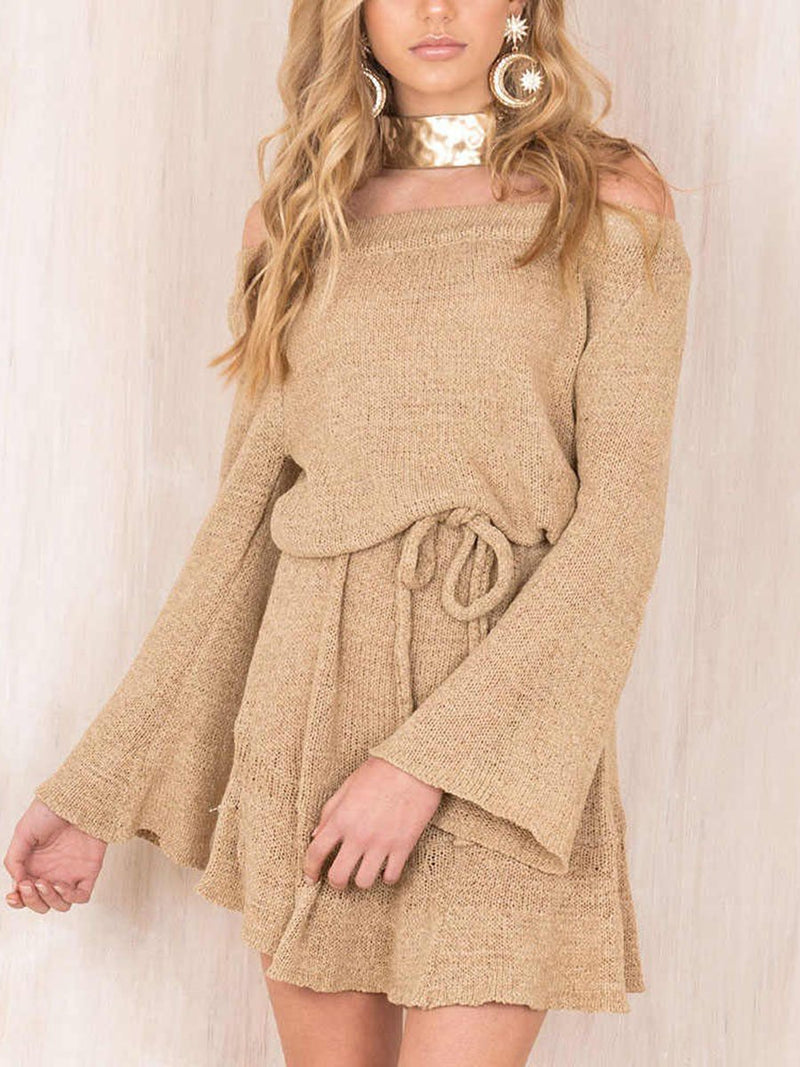 Loose Casual Knitted Long Sleeve Two-piece Suit