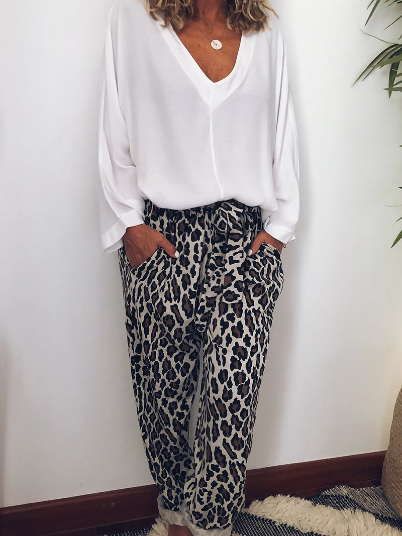 Casual Leopard Print Suit