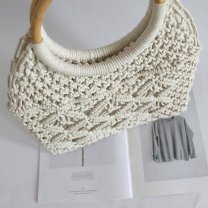 Fashion Holiday Beach Cotton Rope Woven Handbag