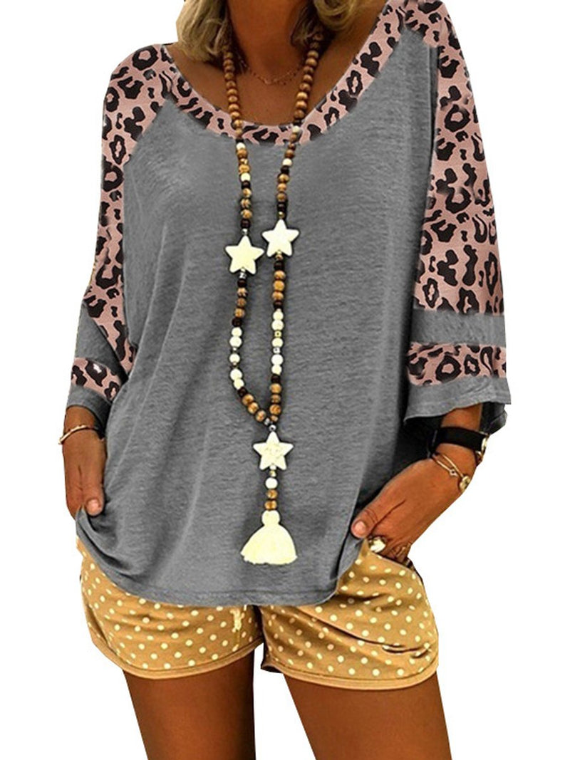 Women's Leopard Print Short Sleeve T-Shirt And Shorts Set