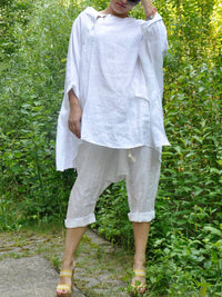 Women's White Minimalist Loose Linen Suit