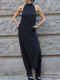 Turtleneck Sleeveless Solid Color Jumpsuit