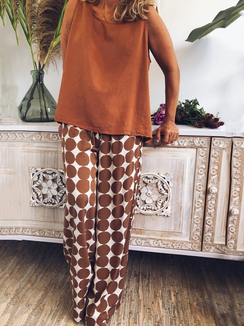 Casual Loose Blouse Polka Dot Pants Set Women’s Suit