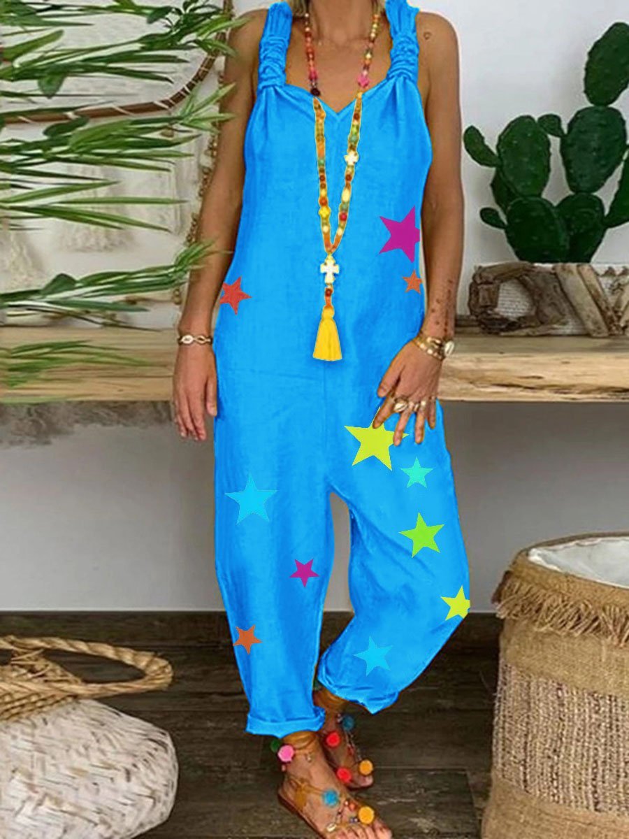 Casual Loose Star Print Jumpsuit